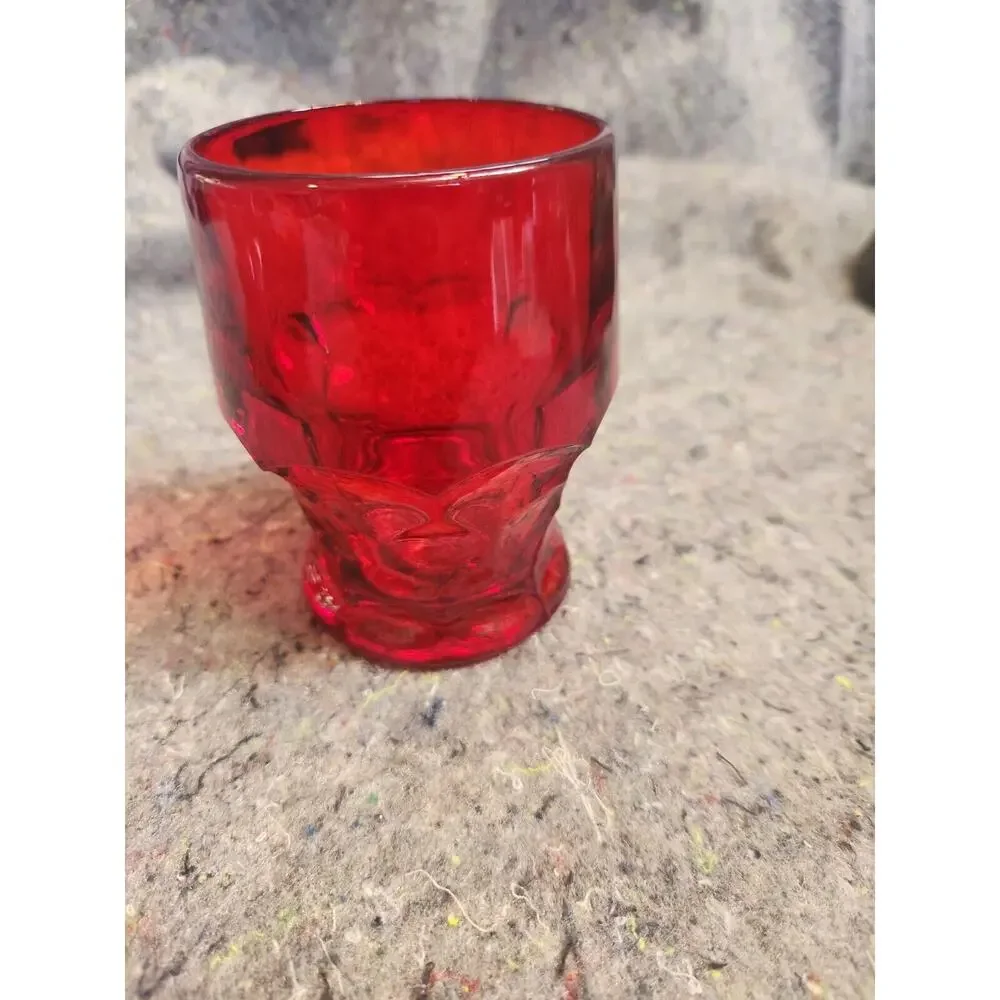 Vtg Viking Glass Ruby Red Georgian Honeycomb Drinking Glass